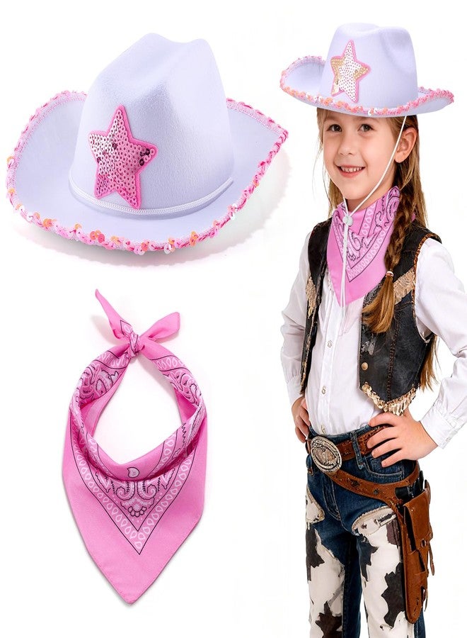 Babelshar Toddler Cowboy Hat & Bandana, Felt Cowboy Hats for 3-8, Western Cowgirl Halloween Costume for Kids, Boy and Girl - Image 1